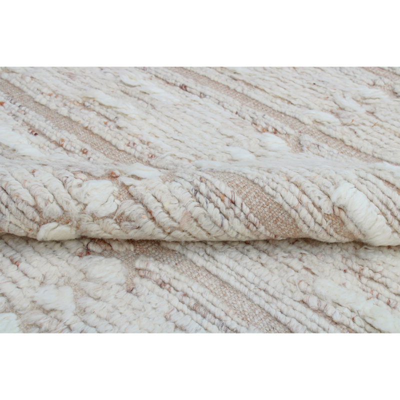 Hand Knotted Wool Geometric Area Rug in Sand, Rectangle 8' x 10'