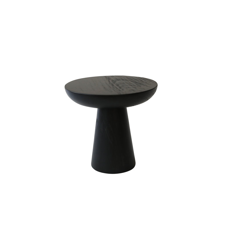 Kayson Solid Wood Pedestal End Table, Black