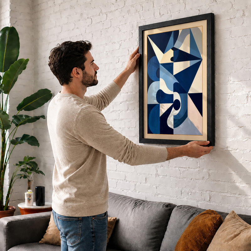 Angular Geometry Geometric - Framed Print, A4 - 29.7 x 21.0 cm, Walnut