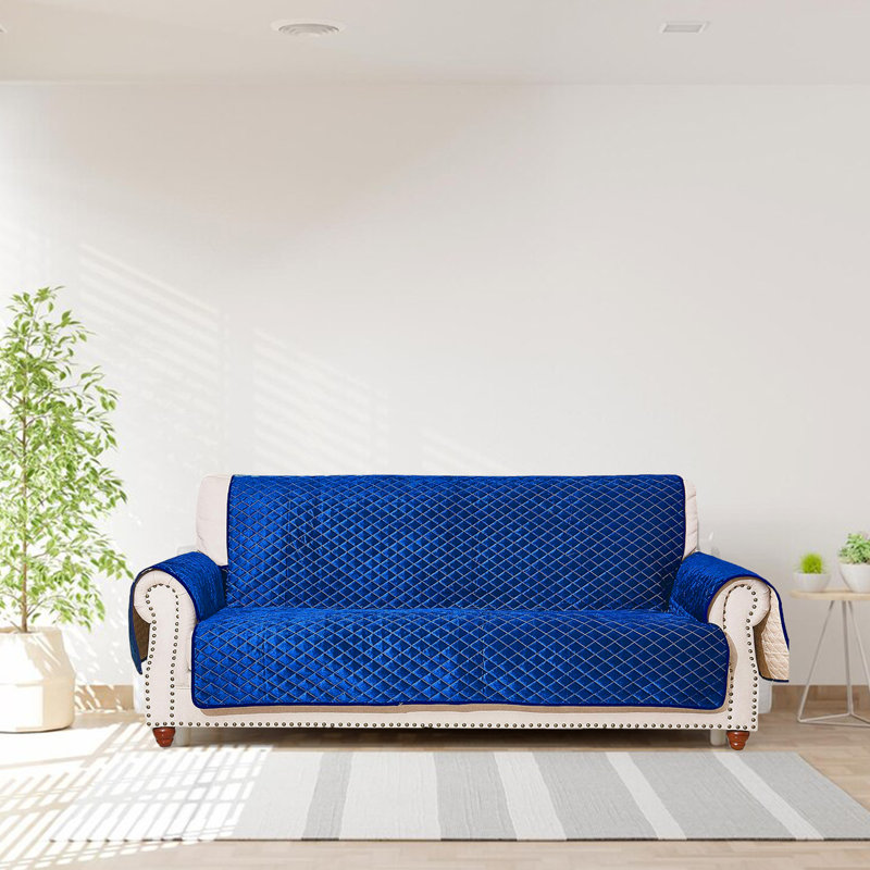 Housse antidérapante pour canapé (68/78 po), Bleu marine 100% polyester, H 75,5 po x l 124 po x P 68 po