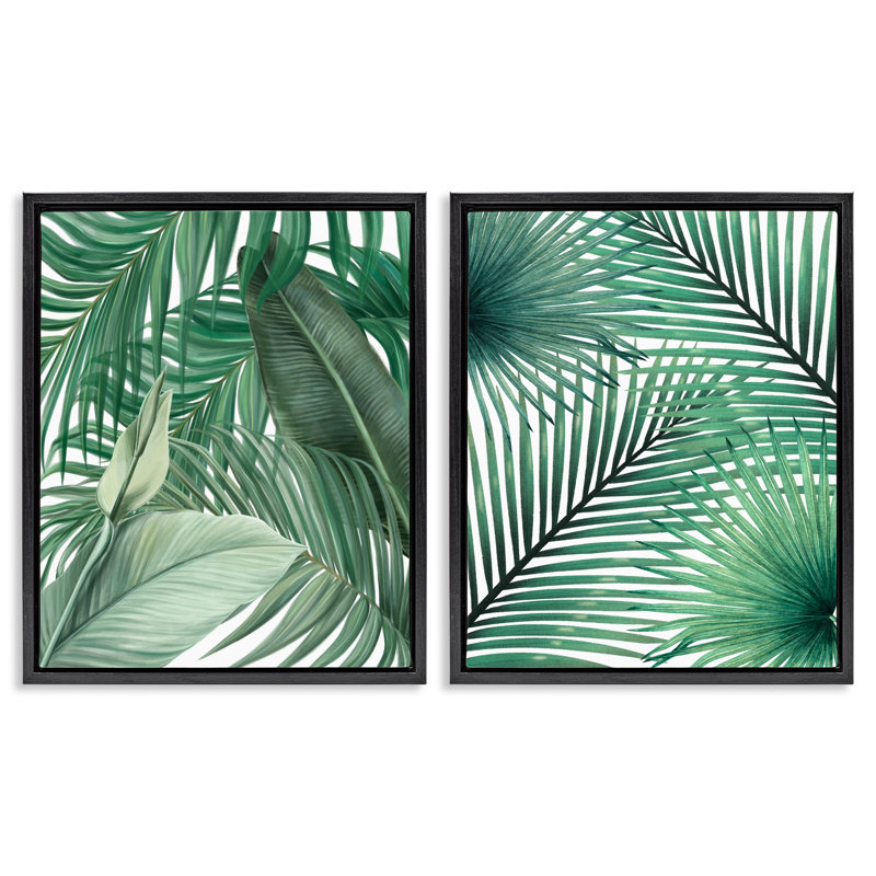 Ensemble de cadres flottants 2 pièces Layered Clean Tropics Plants, design par Inconnu, Cadre flottant noir de jais