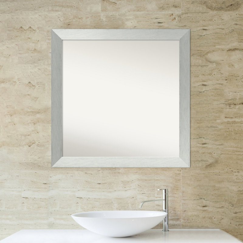 Miroir de salle de bain mural en argent brossé, 30 po x 30 po