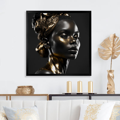 Avers Black And Gold Elegance VII - Fashion Woman Framed Canvas Print Wall Art
