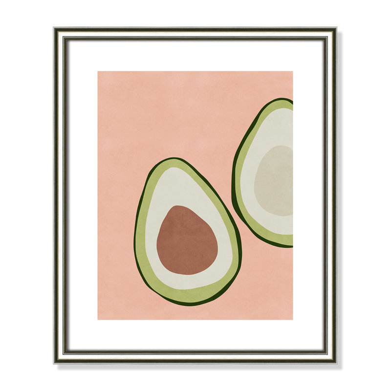 Avocat tranché - reproduction d'art, Papier, Papier avec cadre argenté, H 19 po x l 16 po x P 0,875 po