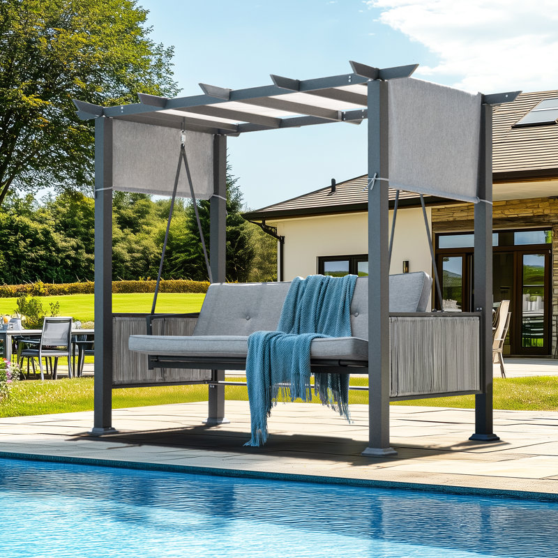 Outdoor Metal Patio Swing Porch Sunbed With Cushion