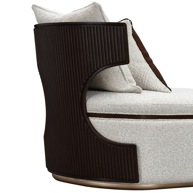West Kensington Chaise - Buff/Seal Salt Caramel, Espresso Wood