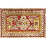 One-of-a-Kind Hand-Knotted 1960s 5' x 7'6" Wool Area Rug in Red/Beige