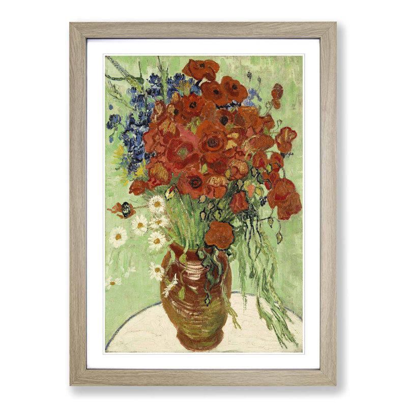 Still Life with Daisys by Vincent Van Gogh - Framed Print, Oak