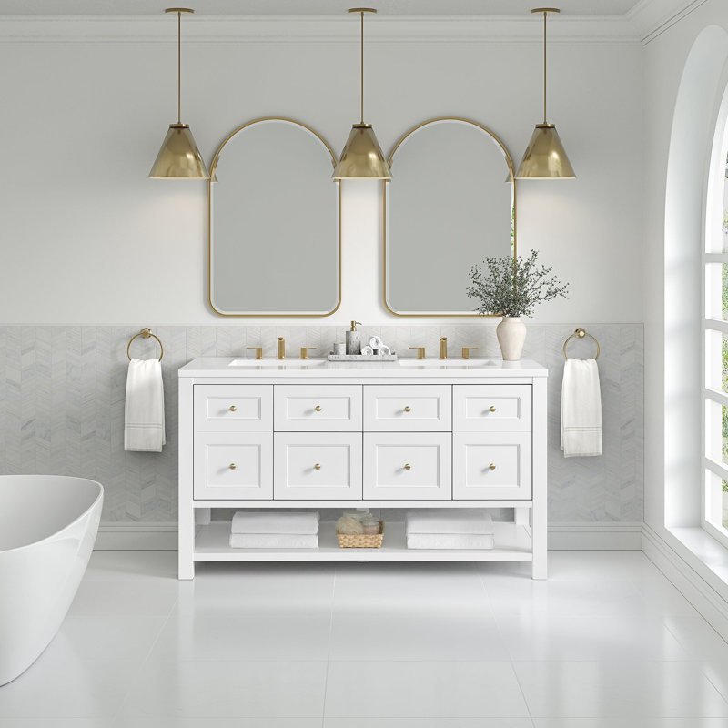 Breckenridge 59.88'' W Double Bathroom Vanity Base, Bright White