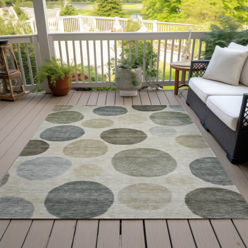 Tapis taupe Xhevrie intérieur / extérieur lavable à la machine, Rectangle 10 pi x 14 pi
