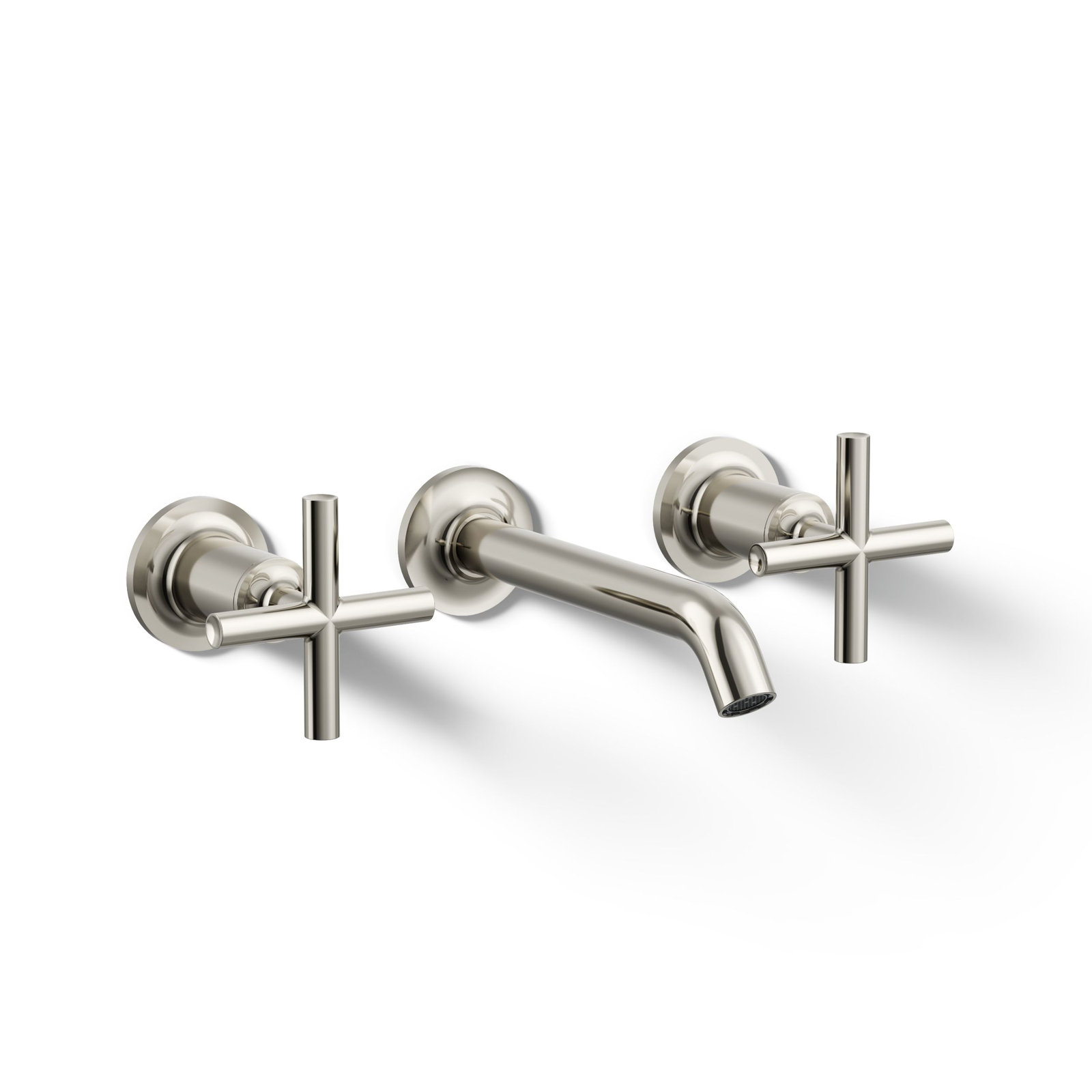 Purist Wall-Mounted Bathroom Faucet, Vibrant Polished Nickel, Cross Handle