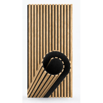 106.25" x 41.25" Flexible Acoustic Slat Wood Wall Paneling, Real Wood Veneer Sound-Dampening Panels for Curved Walls & Ceilings