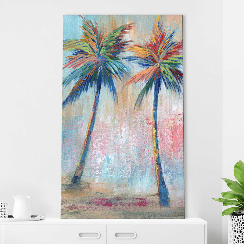 Color Pop Palms I par - Peinture, Toile tendue, H 30 po x l 18 po x P 1 po