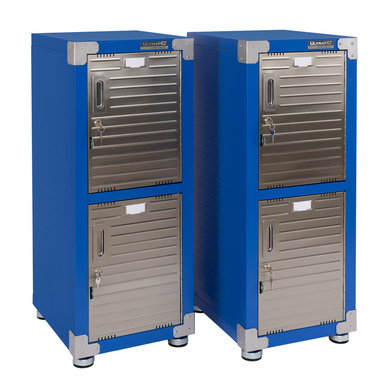 Seville Classics UltraHD 4-Door Stackable Locker Cabinet, 15" W x 18" D x 37.5" H each, Blue