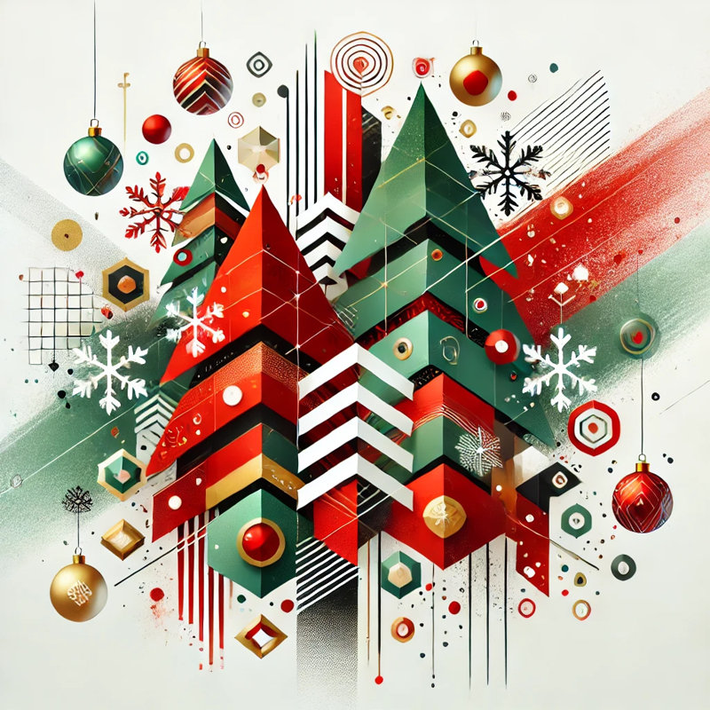 «Festive Geometric Holiday», art mural sur toile, H 12 po x l 12 po x P 1 po