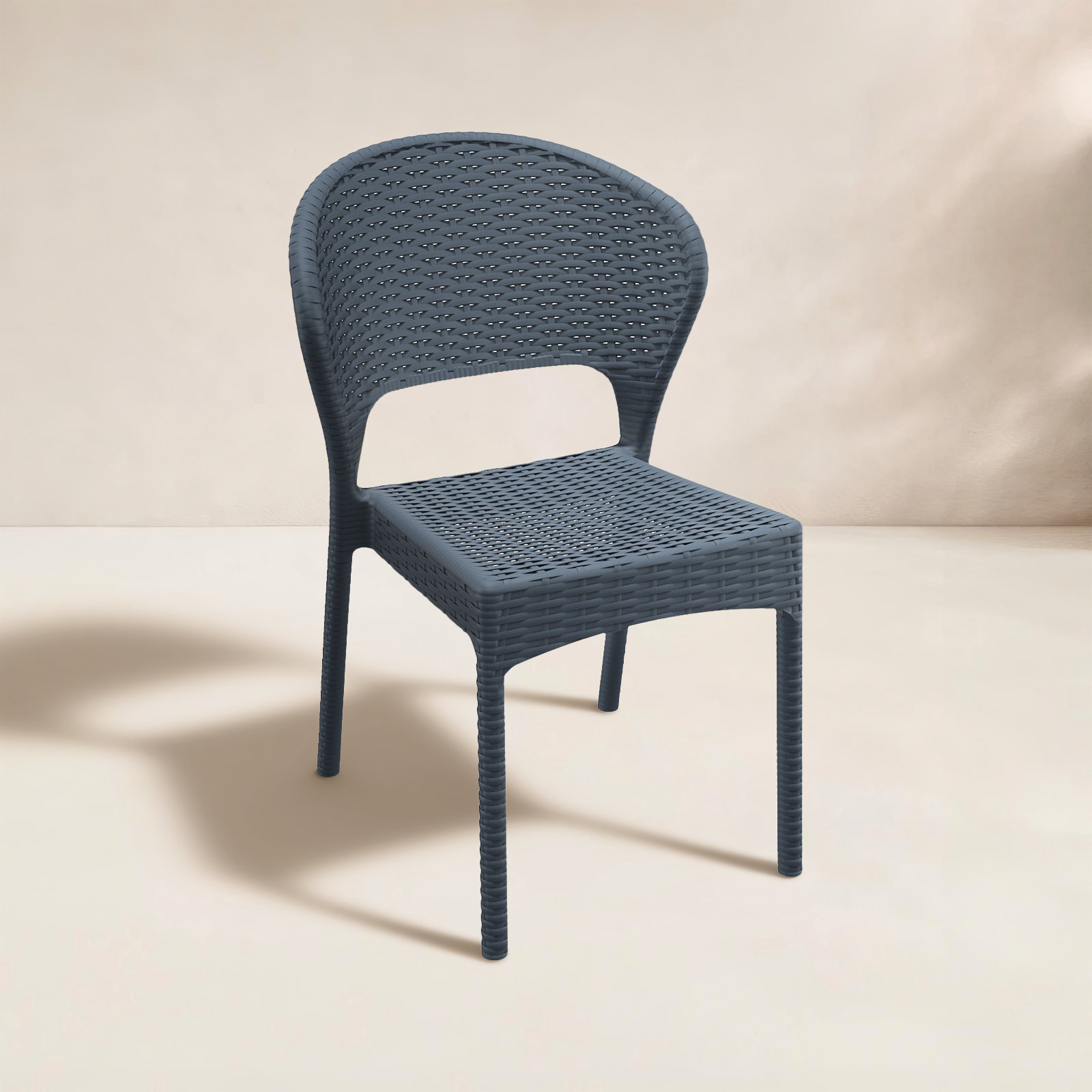 Coral Stackable Patio Side Chair, Rattan Gray