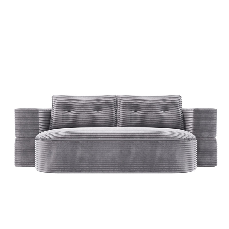 78.7" Convertible Floor Bed With , Corduroy Upholstery, And - Slip Design, Ideal For Residential Use Pads, 2 Pillows, Upholstery