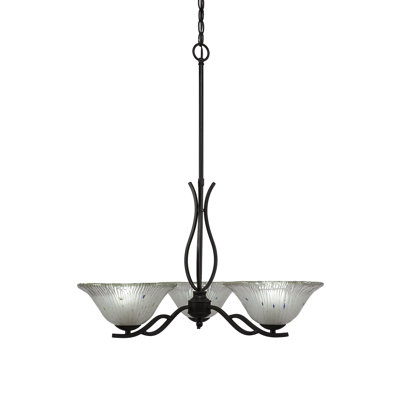 Hiroko Revo 3 Light Uplight Chandelier Shown With 10" Frosted Crystal Glass