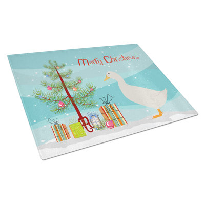 Caroline's Treasures Tempered Glass American Pekin Duck Christmas Cutting Board