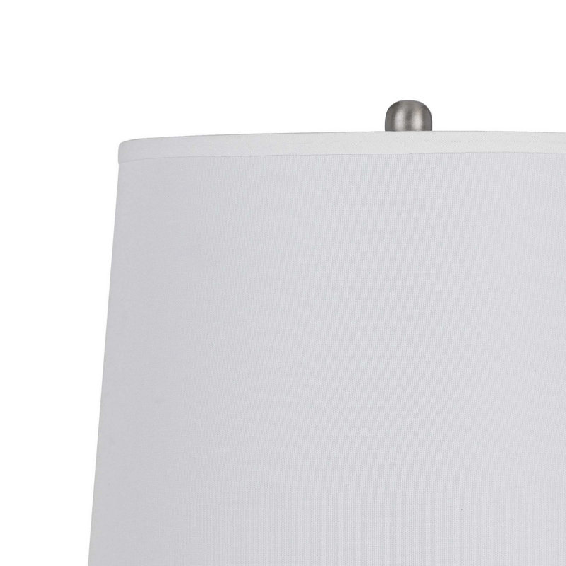 Lampe de table 34 pouces, abat-jour tambour blanc, verre, base ronde en métal