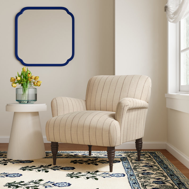 Allura Upholstered Armchair, Fritz Charcoal Stripe
