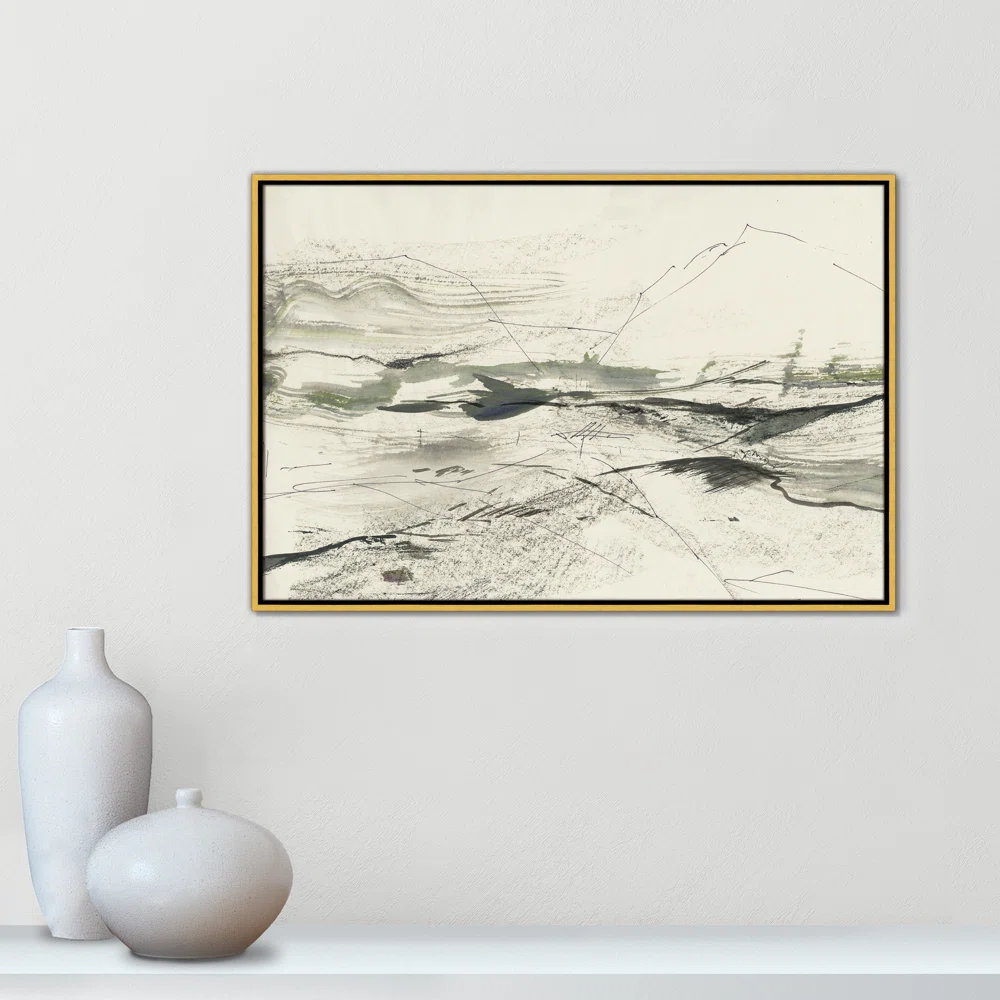 Green Sketches Print by PI Studio, 25.5" H x 37.5" W x 2" D, Gold Floater Framed, No Mat