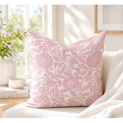 Taffy Pink Retro Floral Pillow Cover