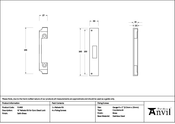 Rebate Kit, Satin Brass