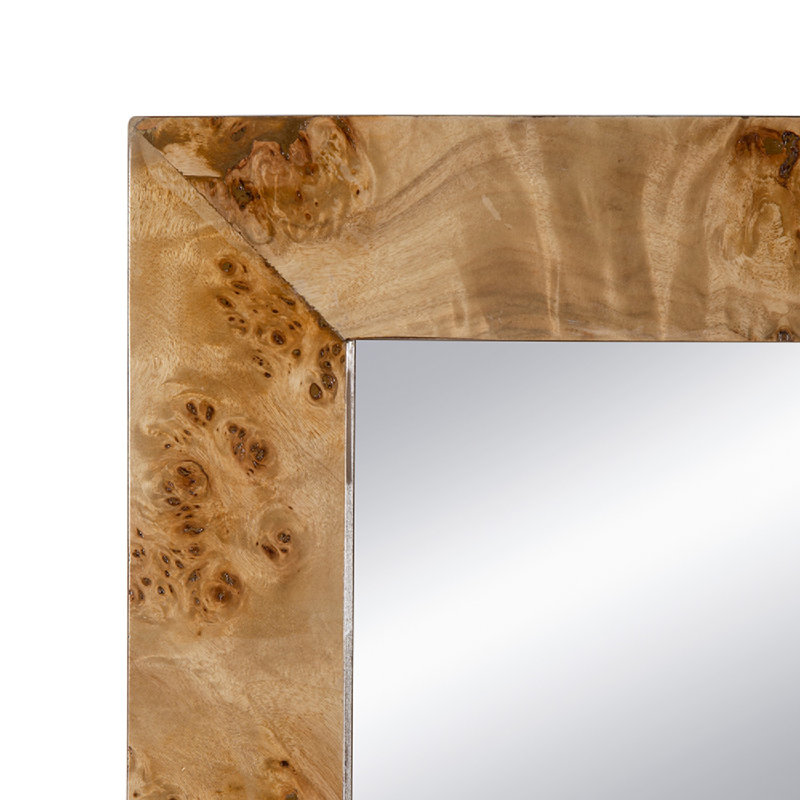 Miroir mural en bois de ronce avec cadre rectangulaire brun - 28 po x 1,5 po x 40 po - brun