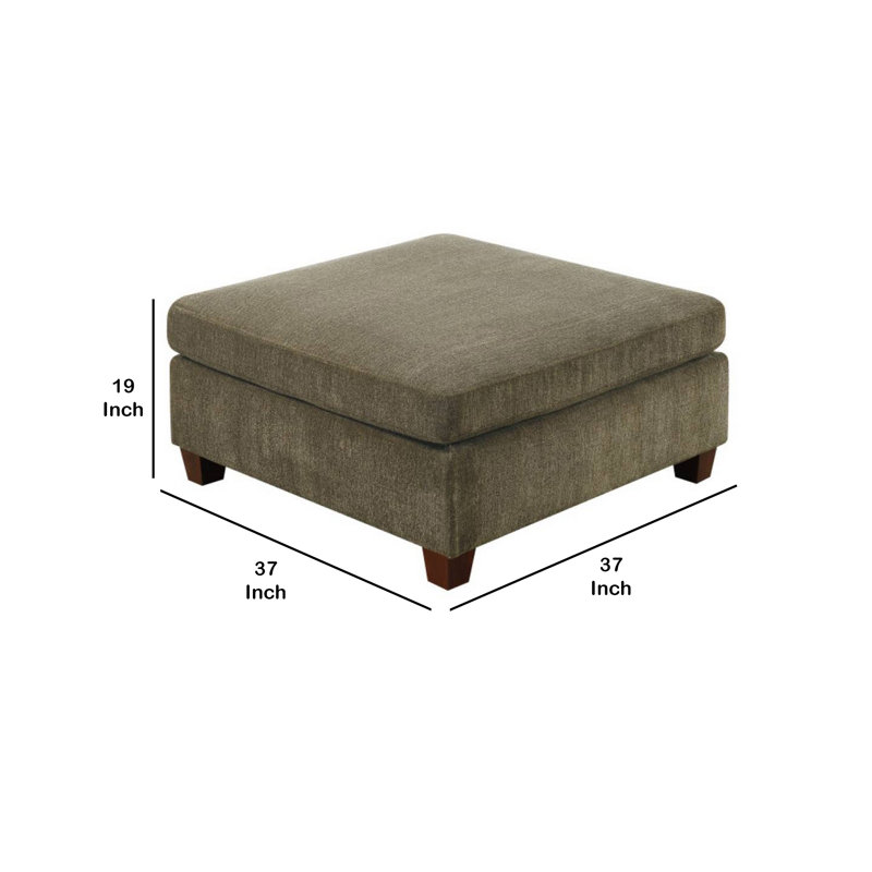 Square Chenille Cocktail Ottoman, Brown