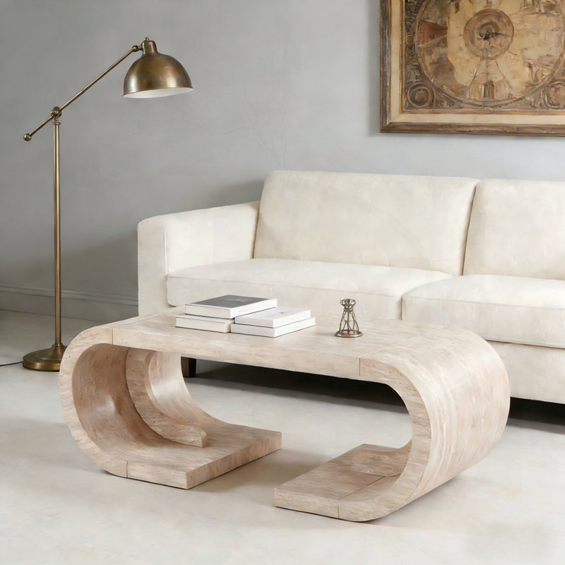 Table basse courbée courbée en C avec base courbée, Bois