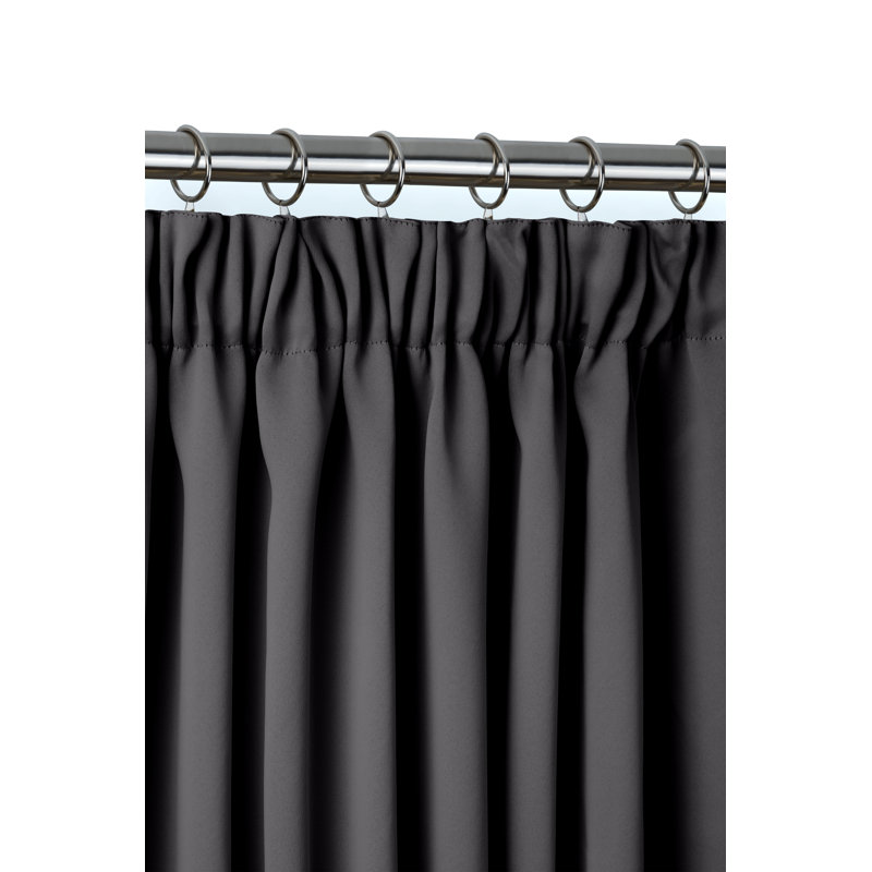 Cozine Pencil Pleat Blackout Thermal Curtains, Charcoal, 228 W x 228 D cm