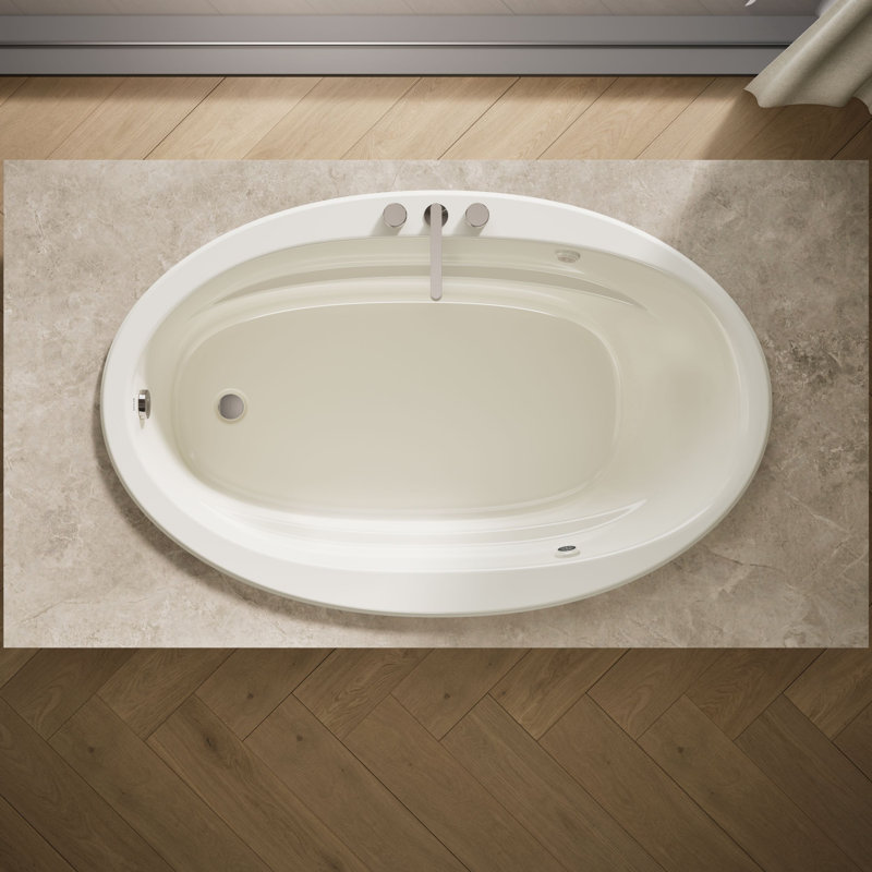 Sunward 66-In X 42-In Heated Bubblemassage Air Bath With Bask, Reversible Drain, Biscuit