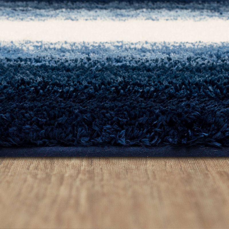 Sparkman Ombre Border Polyester Machine Washable Bath Rug, 20" W x 34" L, Twilight