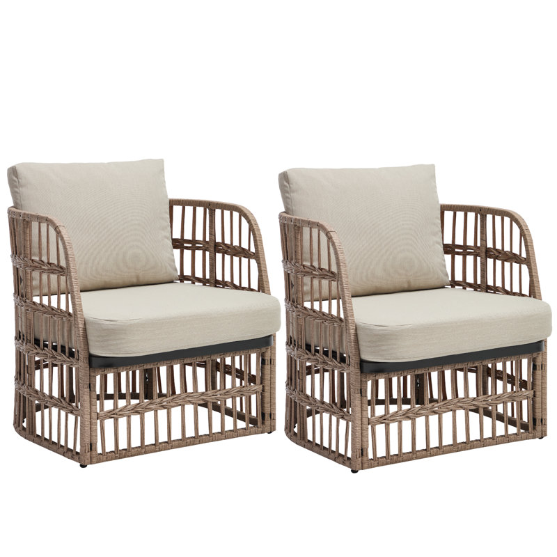 Ensemble de 2 chaises d'extérieur Morrisdale, Beige