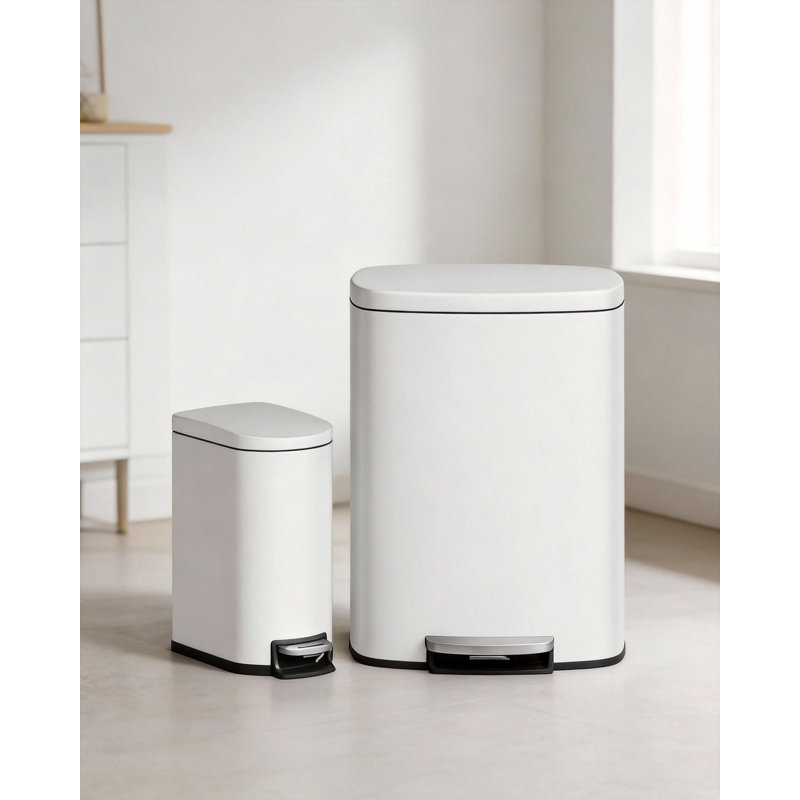 Ensemble de poubelles de cuisine, 13,2 et 2,6 gallons, Blanc