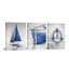 Grey and Blue Bathroom Wall Art Fishing Boat Painting Canvas Prints Modern Nautical Pictures Artwork for Bedroom (Blue)