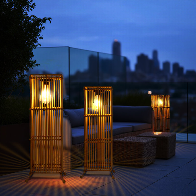 Large Geometric Hollow Design Solar Powered Integrated LED Outdoor Lantern (Set of 2) Solar Lighting