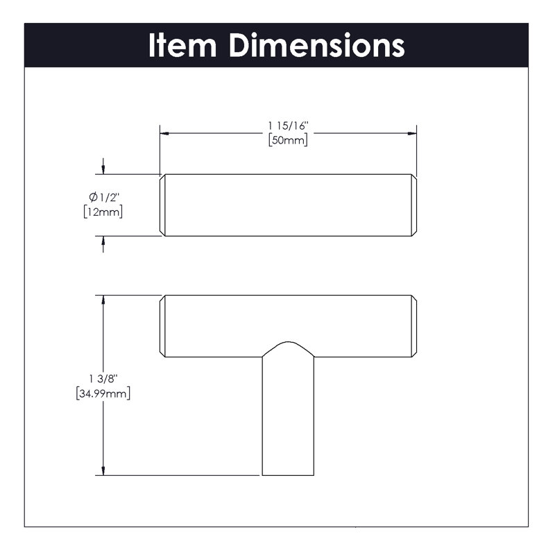 Contemporary Bar Knob, Stainless Steel