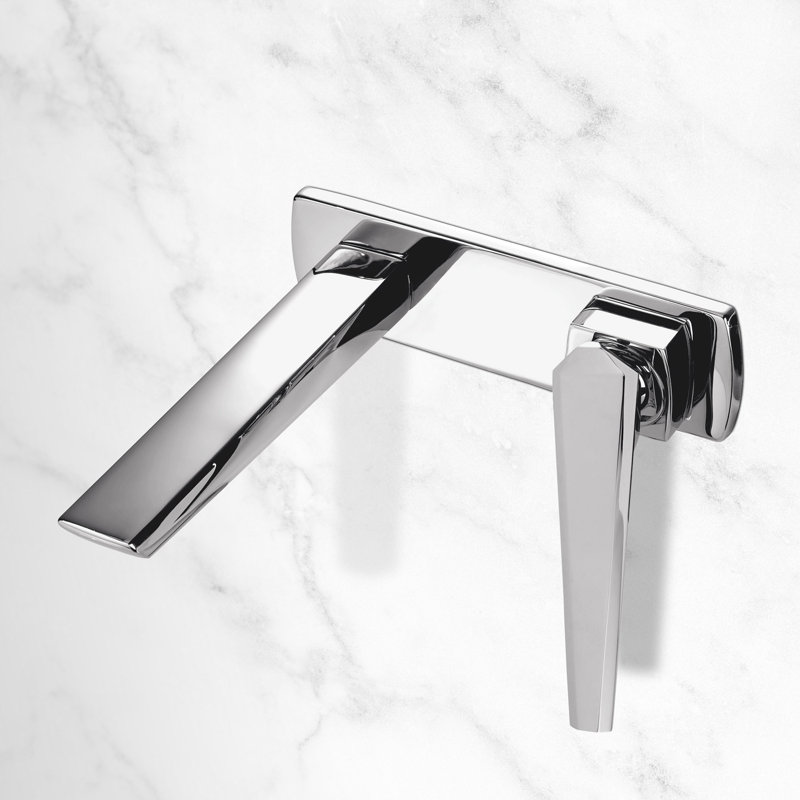 Wall Mounted Bathroom Faucet with Drain Assembly, Gray