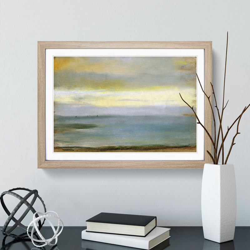 Beach at Low the Tide by Edgar Degas - Picture Frame Painting, 27cm H x 36cm W x 2cm D, Oak Framed