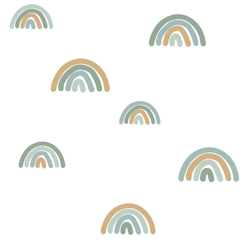 Rouleau de papier peint L 33 pi x l 20,9 po Tattersall Joss Rainbow, Bleu sarcelle