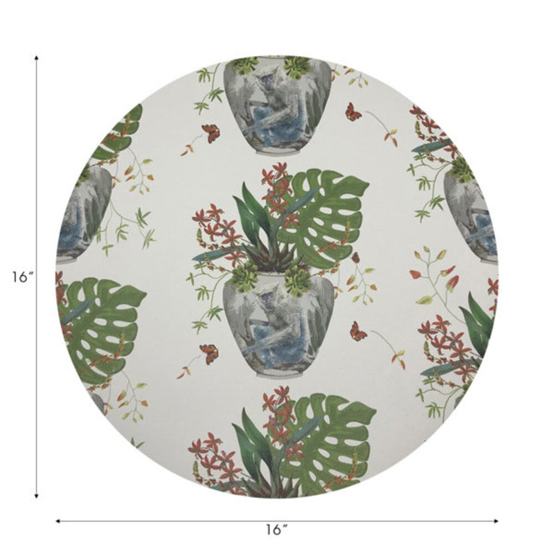 Monkey Small Jungle Pebble 16" Vinyl Placemat, White