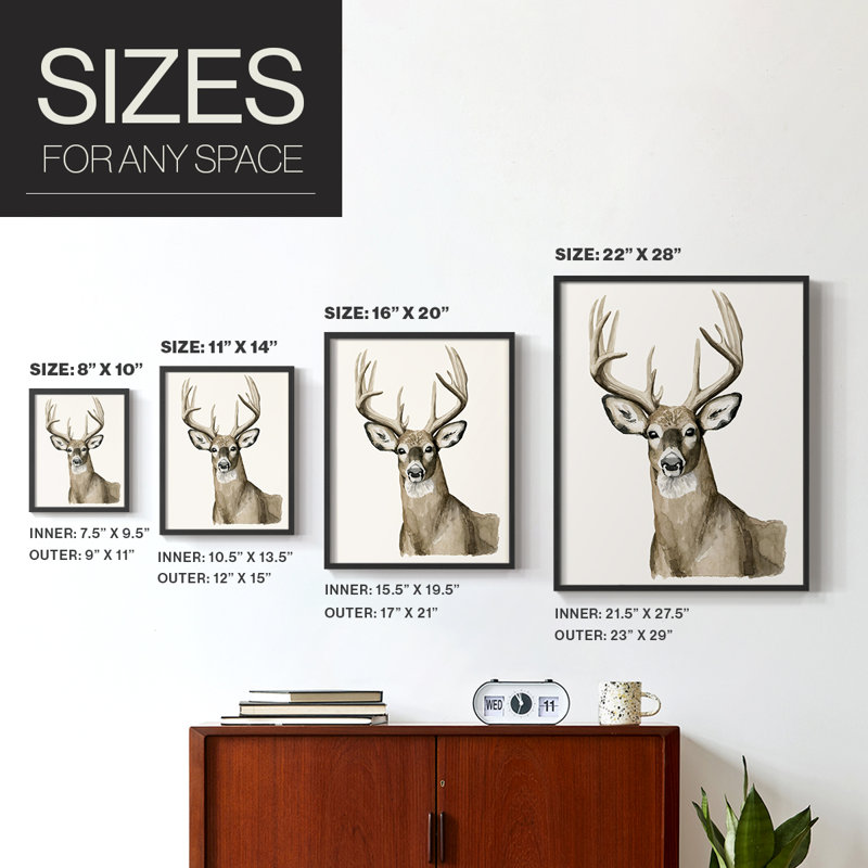 Handsome Whitetail I Framed Print - Solid Wood, Black, 30" H x 24" W