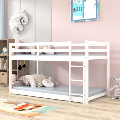 Twin Over Twin Floor Bunk Bed With Ladder by Harriet Bee