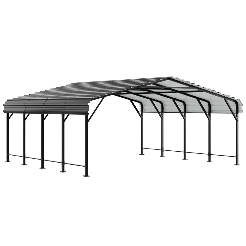 20 Ft. W X 20 Ft. D Heavy Duty Carport with Galvanized Steel Roof, Gray
