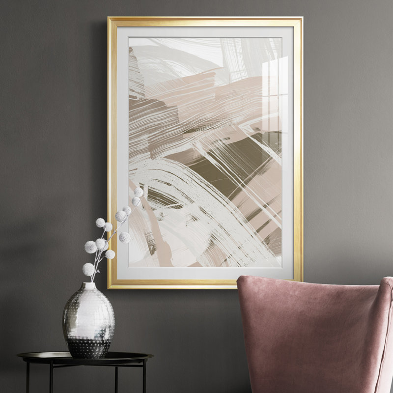 «Earthtone Swipe I», reproduction encadrée de qualité supérieure - prête à être accrochée, Cadre doré
