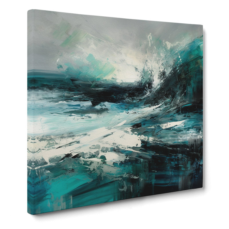 Ocean Gestural Art No.5 - Wrapped Canvas, 50cm H x 50cm W x 3cm D
