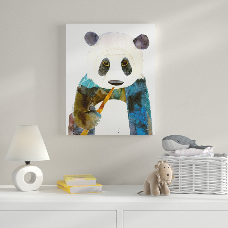 Collage découpé panda art, Toile tendue, H 40 po x l 30 po x P 1,5 po