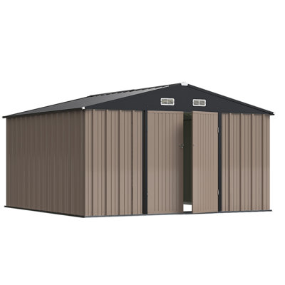 10 ft. W X 8 ft. D/10ft. D Outdoor Garden Metal Storage Shed With Lockable Double Doors